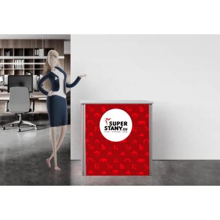 RED SEGA textile promo table with shelf, printed removable graphics