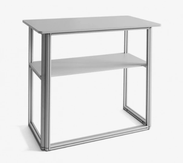 RED SEGA textile promo table with shelf, printed removable graphics