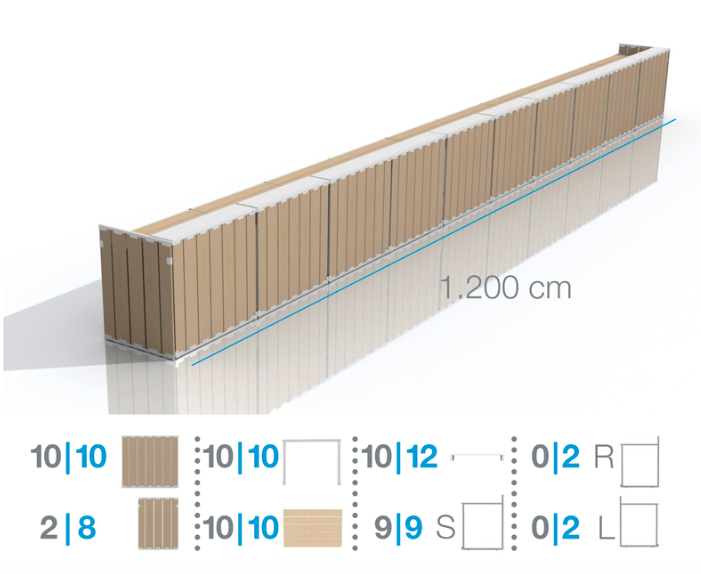 BIG BAR Elements - prírodný / biely / šedý, skladací paletový, drevený