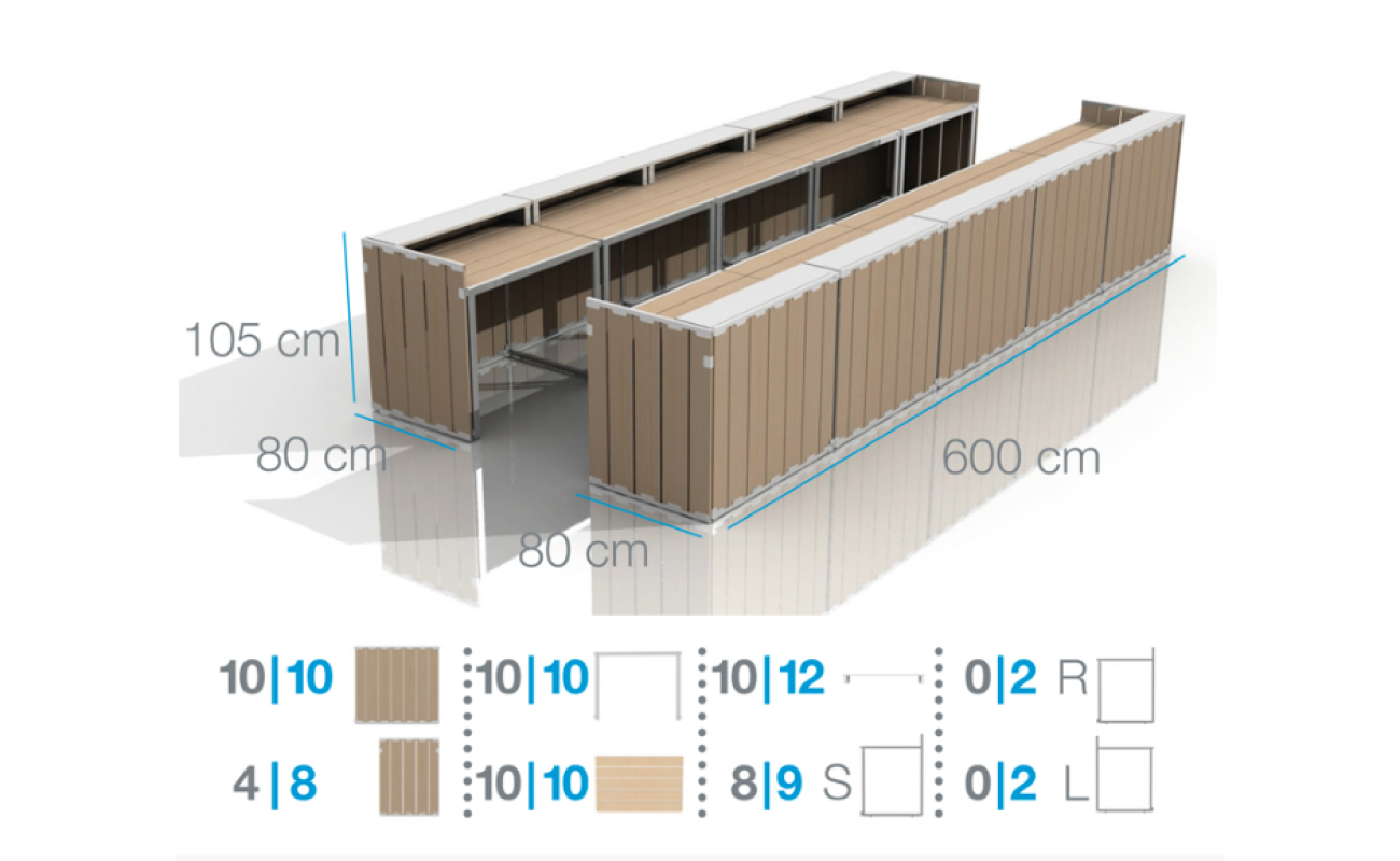 BIG BAR Elements - natural / white / grey, folding pallet, wooden