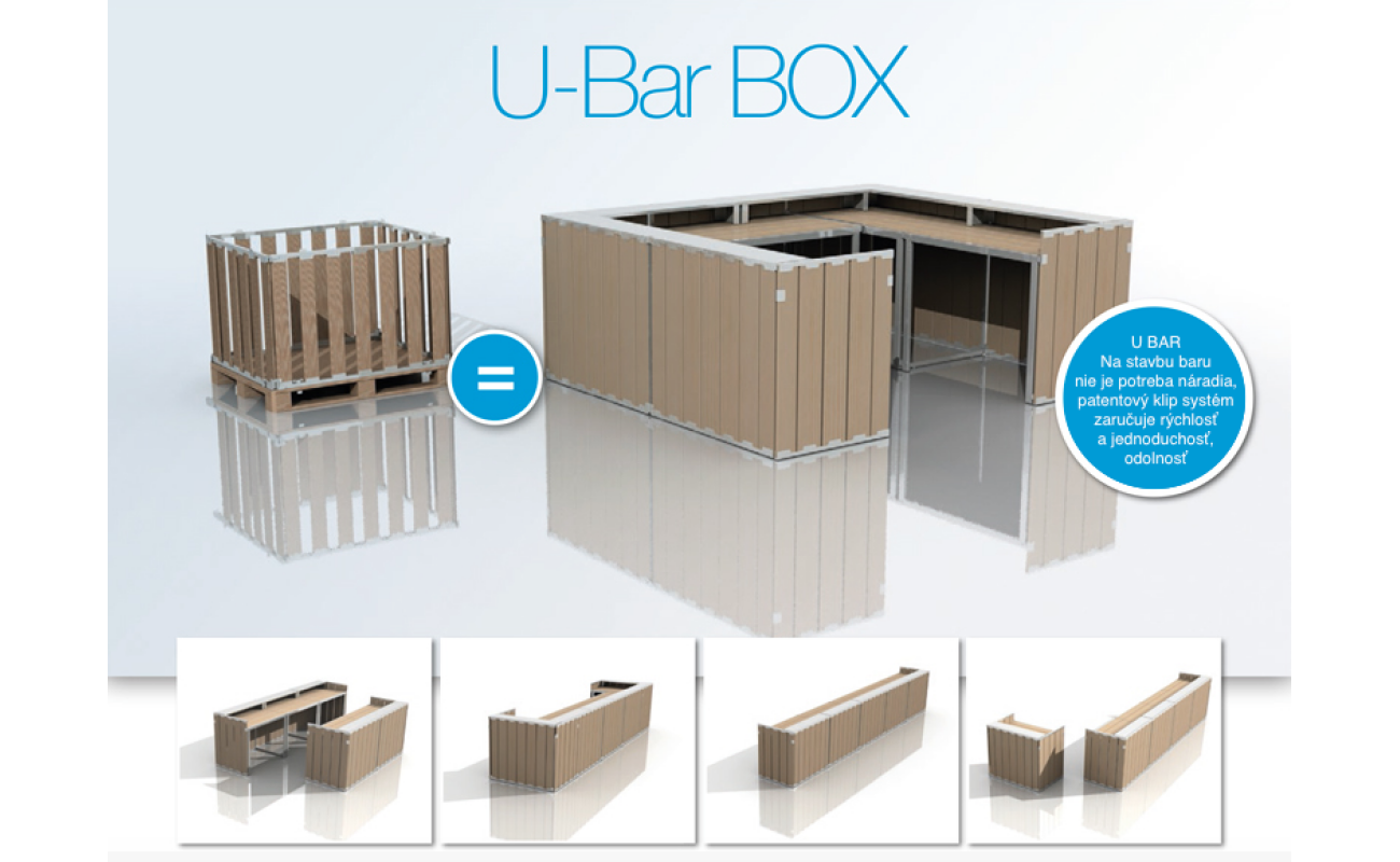 U BAR Elements - natural / white / grey, folding pallet, wooden