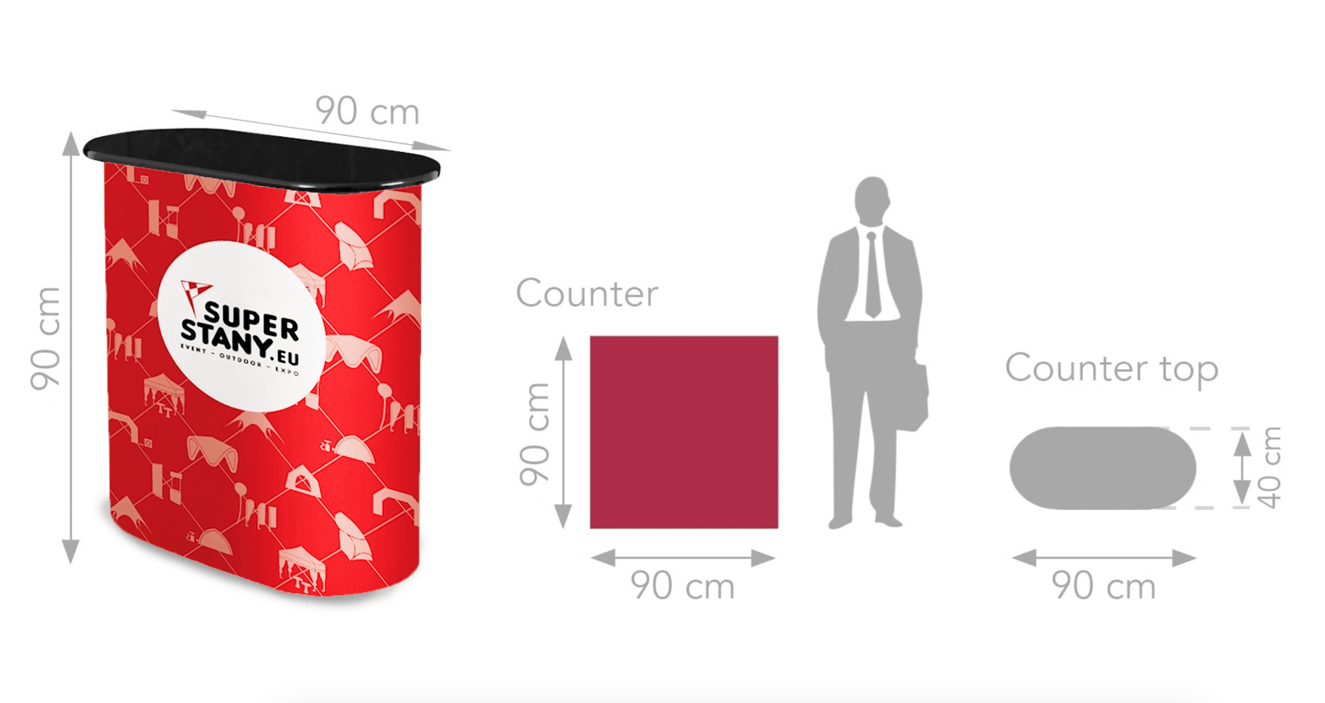 Reklamný promo stolík, rozkladací pop-up s poličkami, PVC baner - BEAN BLACK 1 Snimka obrazovky 2024 10 29 o 9.39.47