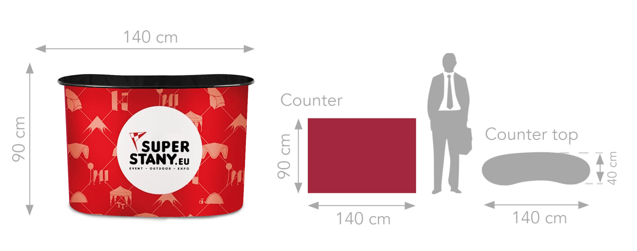 Reklamný promo stolík s poličkou, PVC panel, skladací - Double BEAN BLACK 1 doubleblack bean rozmery