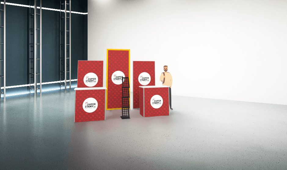 Výstavný stánok SET indoor, svetelné boxy, svetelný stolík a skladací stojan na letáky - PREMIUM 1 SET 6. pozadie3 dn Camera 2 e1737999603425