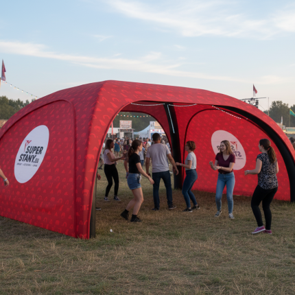 Pneumatický stan SPIDER Black 4×6 m, BOČNÁ STENA potlač – Obrázok 3