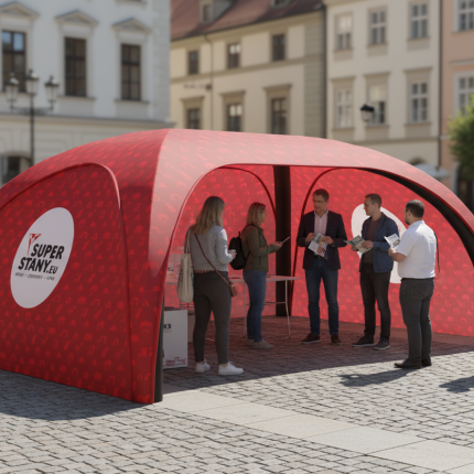 Pneumatický stan SPIDER Black 4×6 m, BOČNÁ STENA potlač – Obrázok 2