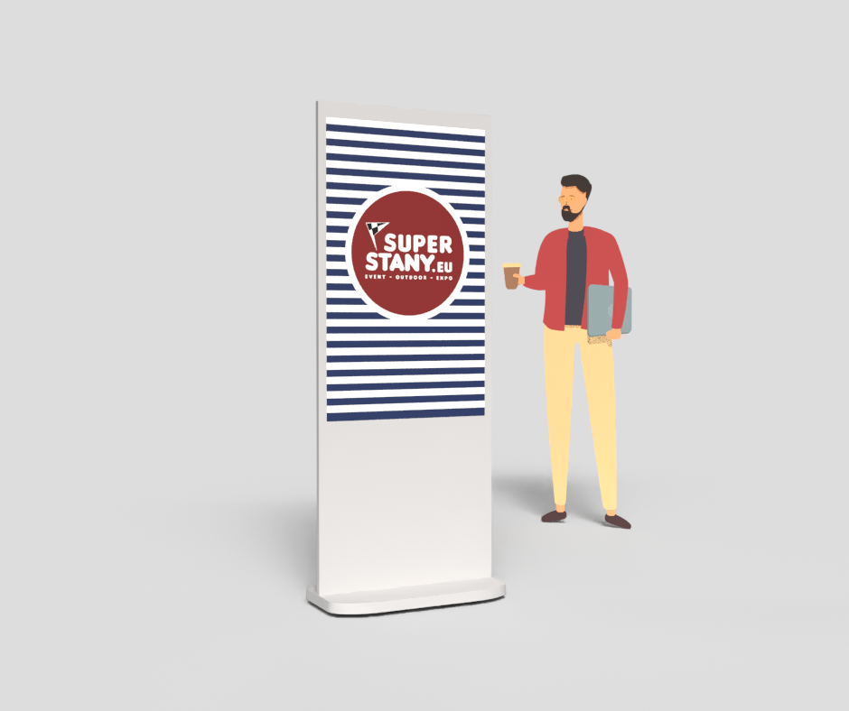 Digitálny totem s dotykovou obrazovkou KIOSK SURFACE v nákupnom centre Digitálny totem s dotykovou obrazovkou, veľký reklamný tablet na kolieskach - KIOSK SURFACE – Obrázok 1